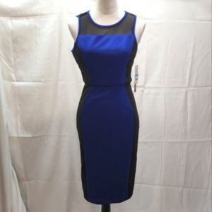 XOXO Blue and Black Colorblock Sleeveless Sheath Dress